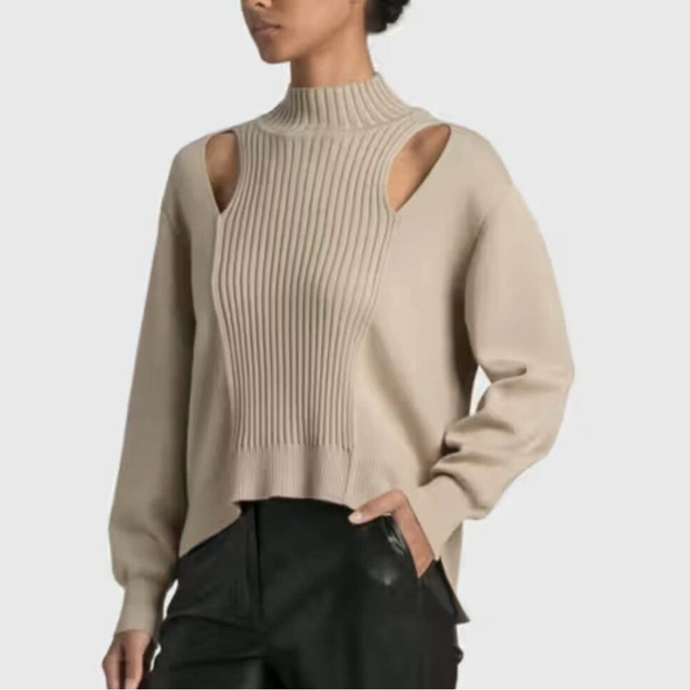 Jonathan Simkhai Yvette Recycles Cutout Sweater In Sparrow, Size Medium